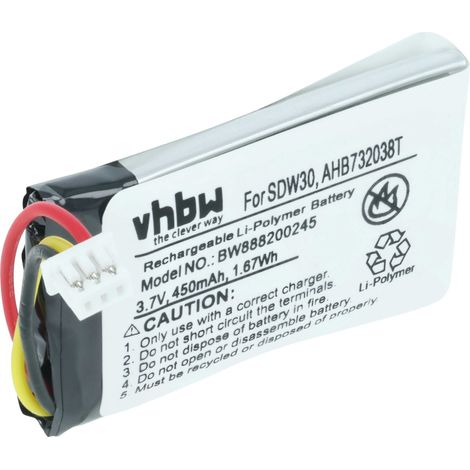 vhbw Akku Ersatz für Sennheiser AHB732038T für Wireless Headset Kopfhörer (450 mAh, 3,7 V, Li-Polymer)