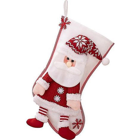 Cadeaux de Noël Chaussettes de Noël en tissu Bas de Noël Sac à bonbons Décorations pour sapin de Noël à suspendre