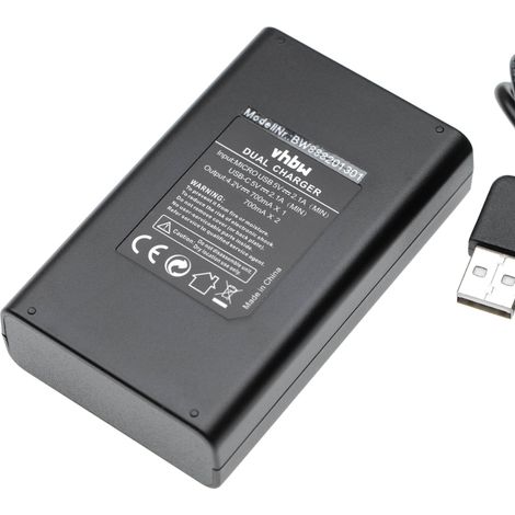 vhbw Dual Micro-USB + USB-C Ladegerät kompatibel mit Canon PowerShot SD4000 IS, SD770 IS, SD3500 IS Kamera - Ladeschale + Micro-USB Kabel Ladeanzeige (1/4)