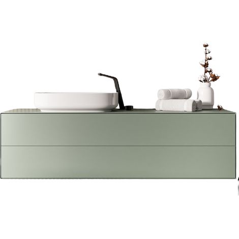 Unterschrank Bernstein MILOU 160cm 2 Schubladen für Aufsatzwaschbecken Farbe: Jadegrün matt