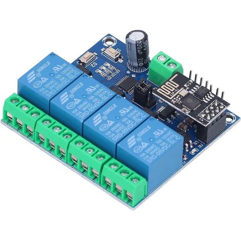 WLAN-Relaismodul mit 4 Kanälen, Fernsteuerung per Smartphone-App für Smart-Home-Systeme, ESP82665V