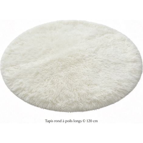 Tapis rond moelleux à poils longs Ø120cm en tissu peluche, tapis confortable pour salon, chambre, bureau, chaise suspendue et fauteuil d'ordinateur (1/4)