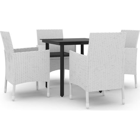 Maison Exclusive - Set da Pranzo da Giardino 5 pz con Cuscini Polyrattan e Vetro