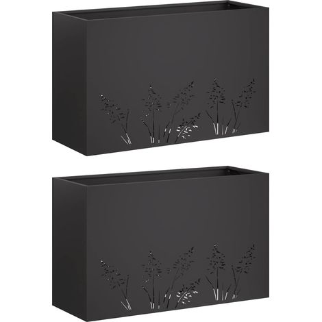 vidaXL Macetero de Jardín 2 uds. Negro 80 x 30 x 49 cm (1/2)