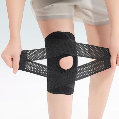 Tutore per ginocchio per donne e uomini, tutore per ginocchio con stabilizzatore laterale per corsa, sport, compressione, rotula, artrite, dolore, strappo, recupero da lesioni da tendinite