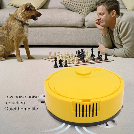 Mini Smart Robot Vacuum Cleaner - Multifunctional USB Rechargeable, Ideal for Wooden Floors, Tiles, and Carpets - Sleek Yellow Design (1/5)