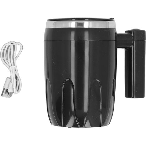 Mug à café rechargeable auto-mélangeur avec couvercle, portable, électrique, magnétique, à mélange automatique, couleur noire. (1/5)