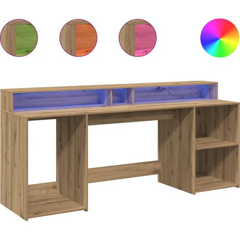 Maison Exclusive - LED-Schreibtisch Artisan-Eiche 200x55x91 Holzw
