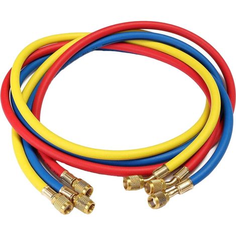 Hose De Chargement Ac - 91 cm - Pression De Travail 600 PSI - Pression D'éclatement 3000 PSI - Raccords SAE 1/4 Pouces - Pour Réfrigérants R12 R22 R404 R502 R134A - Bleu (1/5)