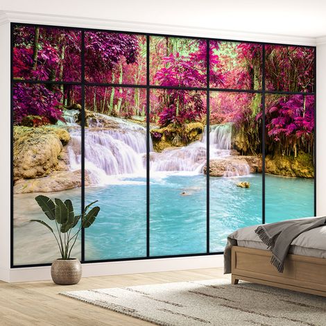 Papier peint panoramique Trompe l'oeil Verrière - Cascades - 195 cm x 123 cm (1/5)