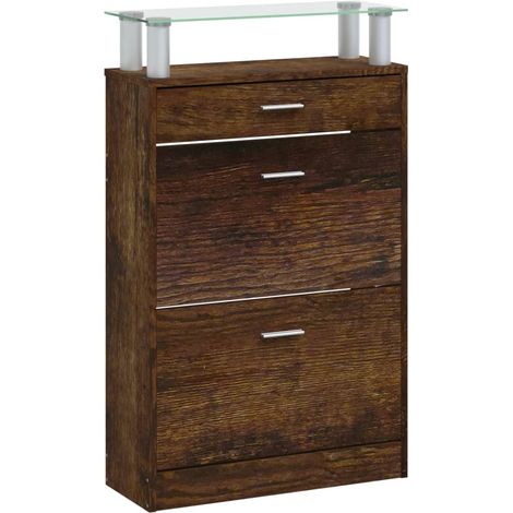 Scarpiera mobiletto portascarpe mobile per ingresso/corridoio/soggiorno 63 x 24 x 104 cm legno ingegnerizzato marrone 020021578