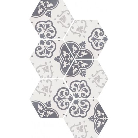 Eiffel Art Construction – Carrelage hexagonal motif patchwork 26,6 x 23 cm – Grès cérame – Finition mate pour sols et murs – Décoration intérieure moderne (1/5)