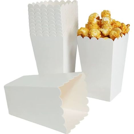 Ecleanfy - Lot de 100 boîtes à popcorn, supports, contenants, sachets en papier rayés, idéales pour le cinéma, les desserts, les cadeaux de mariage, blanches, 11,5 x 7 x 5 cm (1/4)
