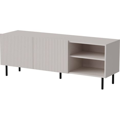 Meuble TV Molini, buffet de salon à quatre portes battantes, surélevé du sol, 150x42 h52 cm, beige (1/4)