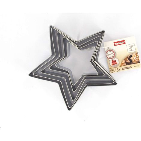 Zenker 44813 - Set di 5 tagliapasta a Forma di Stella, in Acciaio Inox, 6-12 x 2,5 cm, Colore: Argento (1/3)