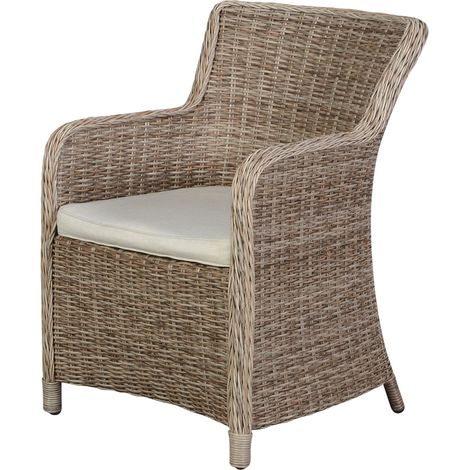 Gram Chaise de jardin modèle 3, supports d'assise inclus, naturel et blanc cassé. (1/5)