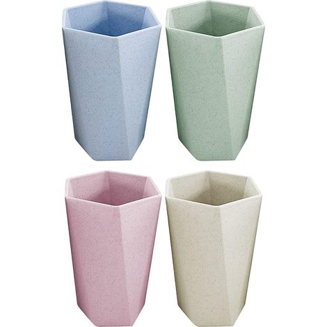 Gobelet en paille de blé - Café Thé Eau Jus - Sans BPA - Micro-ondes Lave-vaisselle - Lot de 4 (1/5)