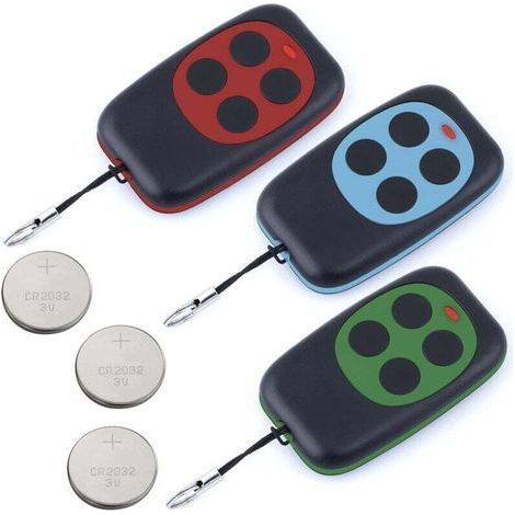 Telecomando universale per cancelli con frequenza di 433,92 MHz per cancelli automatici ad ampio raggio. Elegante telecomando programmabile a codice fisso. Batterie incluse (3). (1/4)
