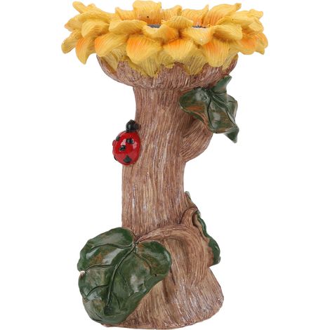 Mangiatoia per uccelli in resina a forma di girasole, resistente alle intemperie, di grande capacità, attraente mangiatoia per uccelli per giardino e terrazzo. (1/5)