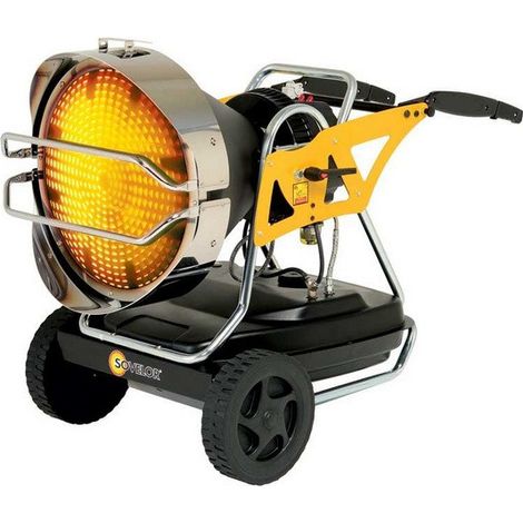 Sovelor – Chauffage fuel rayonnant mobile 43kW – Rayonnement infrarouge pour 15-25 m² – Brûleur à allumage automatique – Châssis tubulaire robuste (1/2)