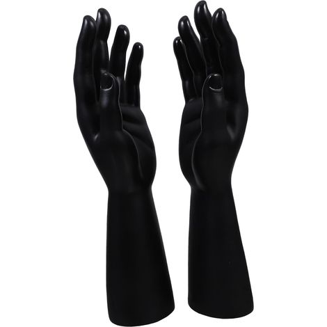 Lot De 2 Supports à Bijoux De Table De Mains Noires Réalistes, Présentoir Multifonction pour Montres, Bagues Et Bracelets, Accessoires Décoratifs pour Vitrine Et Bureau (1/5)