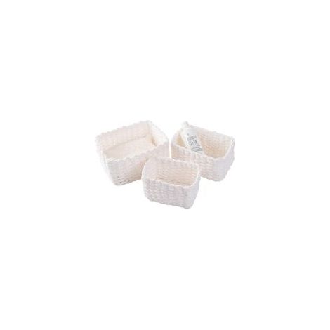 Lot De 3 Paniers De Rangement Tressés Pour Accessoires De Maquillage, Salle De Bain, Table À Langer, Petit Compartiment De Rangement (Blanc) (1/3)