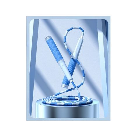 Corde à sauter en bambou (version bleue lestée) - Lestée et sans nœuds (1/4)