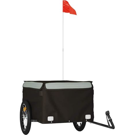 Remorque de vélo noir et gris 45 kg fer (1/5)