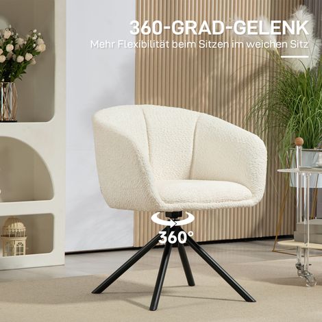Fauteuil pivotant rembourré à coque confortable, revêtement doux, blanc crème, support jusqu'à 120 kg (1/4)