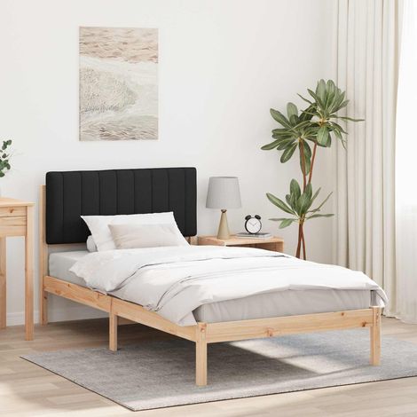 Estructura de Cama con Cabecera Tapizada Negro 100 x 200 cm