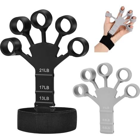 Griffkraftverstärker, Handkraft-Trainingsset, Fingertrainer, rutschfester Greifer, Set zur Verbesserung der Griffkraft, verstellbarer Silikon-Fingertrainer