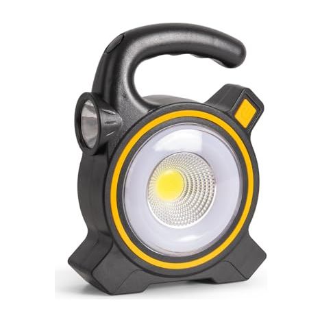Entac Lámpara de trabajo LED solar con banco de energía, lámpara solar portátil, recargable