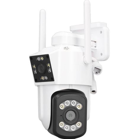 WLAN-Überwachungskamera für den Außenbereich mit 2 Objektiven, PTZ-IP-Kamera mit 320°-Drehung und 90°-Neigung, 3-MP-Nachtsicht, Zwei-Wege-Audio, IP66, wasserdicht, für die Heimüberwachung. (1/5)