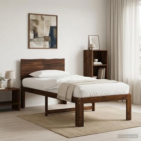 vidaXL Single Bed Frame with Headboard ROSTOCK Dark Brown 75 x 190 cm (1/5)