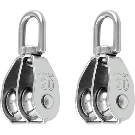 Gsedaox M20 Doppio rullo in acciaio inox 304, capacità di carico fino a 75 kg, 2 pezzi, colore argento. (1/5)