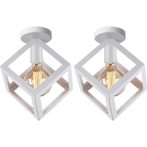 2X Cubo Creativo Lustre Vintage Lámpara De Techo Antiguo Lámparas De Colgar De Metal De Hierro Para Blanco Bar Office (1/5)