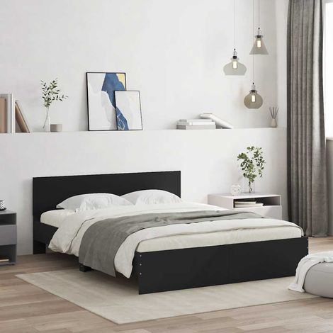 Estructura de cama con cabecero negra 140x200 cm (1/5)