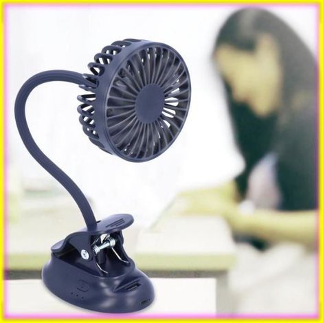 Ventilateur pliable, pince à angle réglable USB bleu foncé sur petit mini ventilateur pour bureau à domicile (1/4)