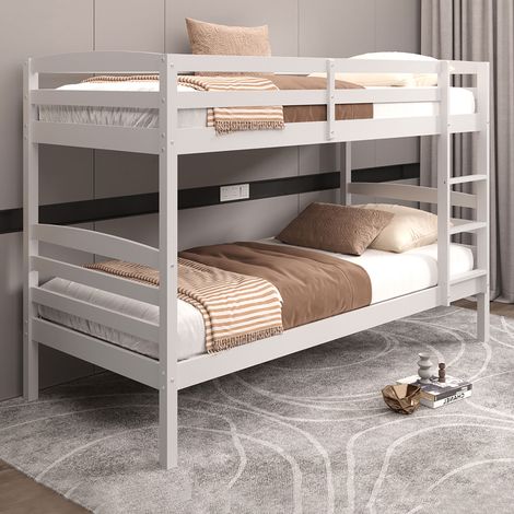 Lits superposés 90x200 cm en pin massif blanc - BED