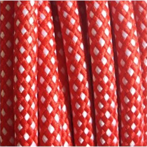 Fil Électrique Tissu Vichy Rouge et Blanc 2x0,75mm² - Câble Électrique Textile de Qualité (1/2)