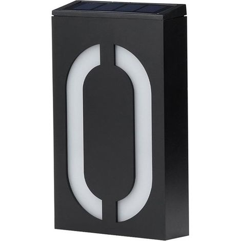 Numéro 0 lumineux LED solaire pour extérieur, plaque adresse porte maison hôtel boutique, enseigne chiffre solaire étanche (1/5)