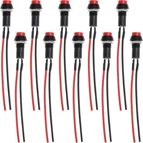 10pcs Momentary Push Button Switch Round Wired Horn Switch with Pre-soldered Wire 12-24V 10cm for Car Boat Vehicle Horn Button PC Power Switch (1/5)