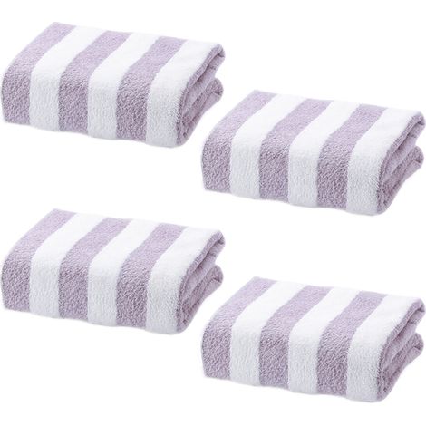 Lot de 4 serviettes de plage/piscine à rayures épaisses Turkish Cabana, serviette de bain très absorbante (grise, 76 x 152 cm) (1/5)
