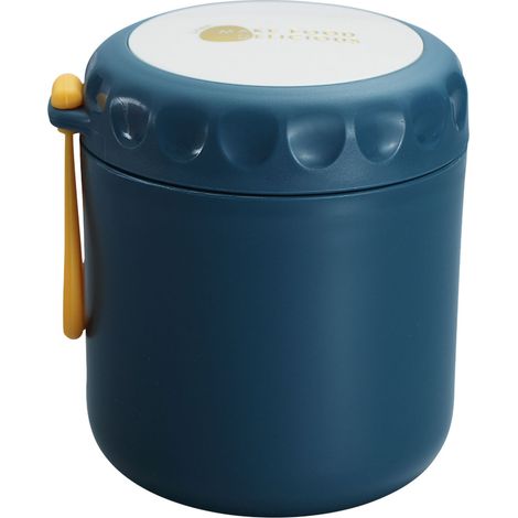 Bouteille isotherme en acier inoxydable bleue, étanche et isolante, idéale pour soupe et repas au bureau, école ou maison. (1/5)