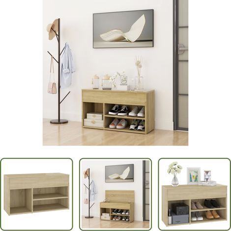 Schuhregal - Schuhbank Sonoma-Eiche 80x30x45 cm Holzwerkstoff (1/5)
