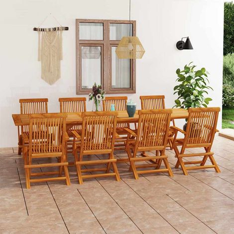 Ensemble à manger de jardin 9 pcs-Salon de jardin Bois de teck massif 998626 (1/5)