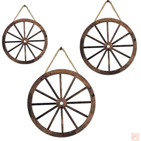 Suspension Roue Rétro – Marron – Lot 3 – Déco – Style Vintage – Intérieur – Original (1/5)