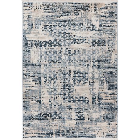 Tapis bleu effet patiné à poils courts design moderne - 150 x 80 cm (1/4)
