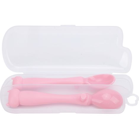 Lot de 2 cuillères pour nouveau-né en silicone souple, idéales pour l'apprentissage de l'alimentation et l'apprentissage des aliments chez le nourrisson. (1/5)