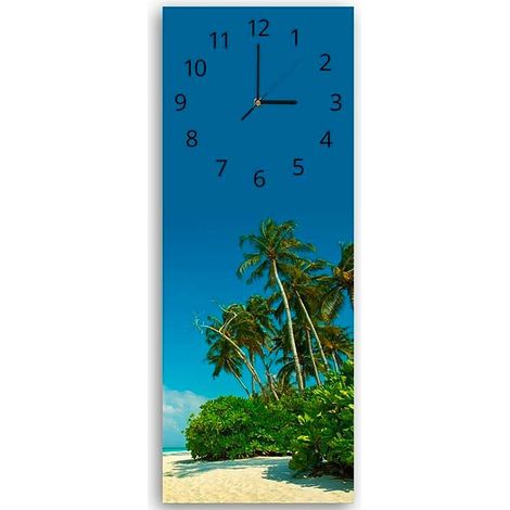 Horloge Murale Décorative Paysage de Plage Tropicale - 30 x 90 cm